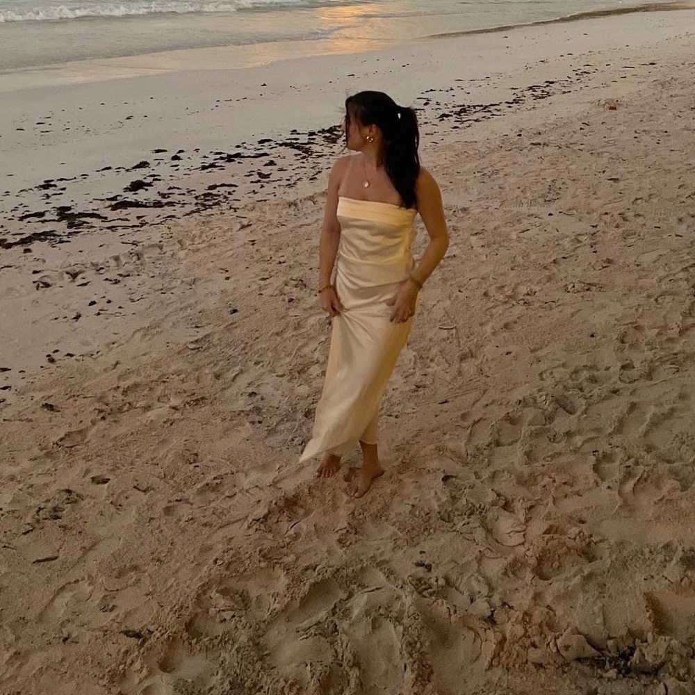 Simple Cream Maxi Dress